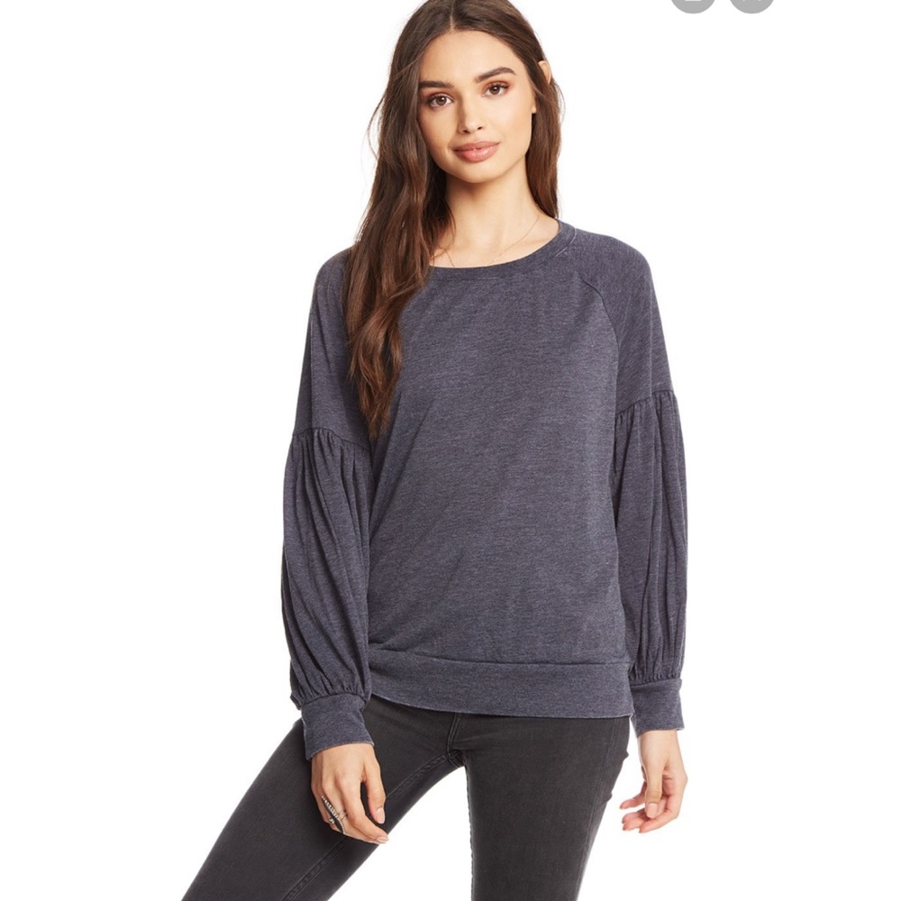 Chaser Vintage Jersey Peplum Sleeve Pullover